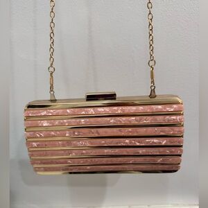 Women’s Mini Pearl Marble Pink metal Clutch